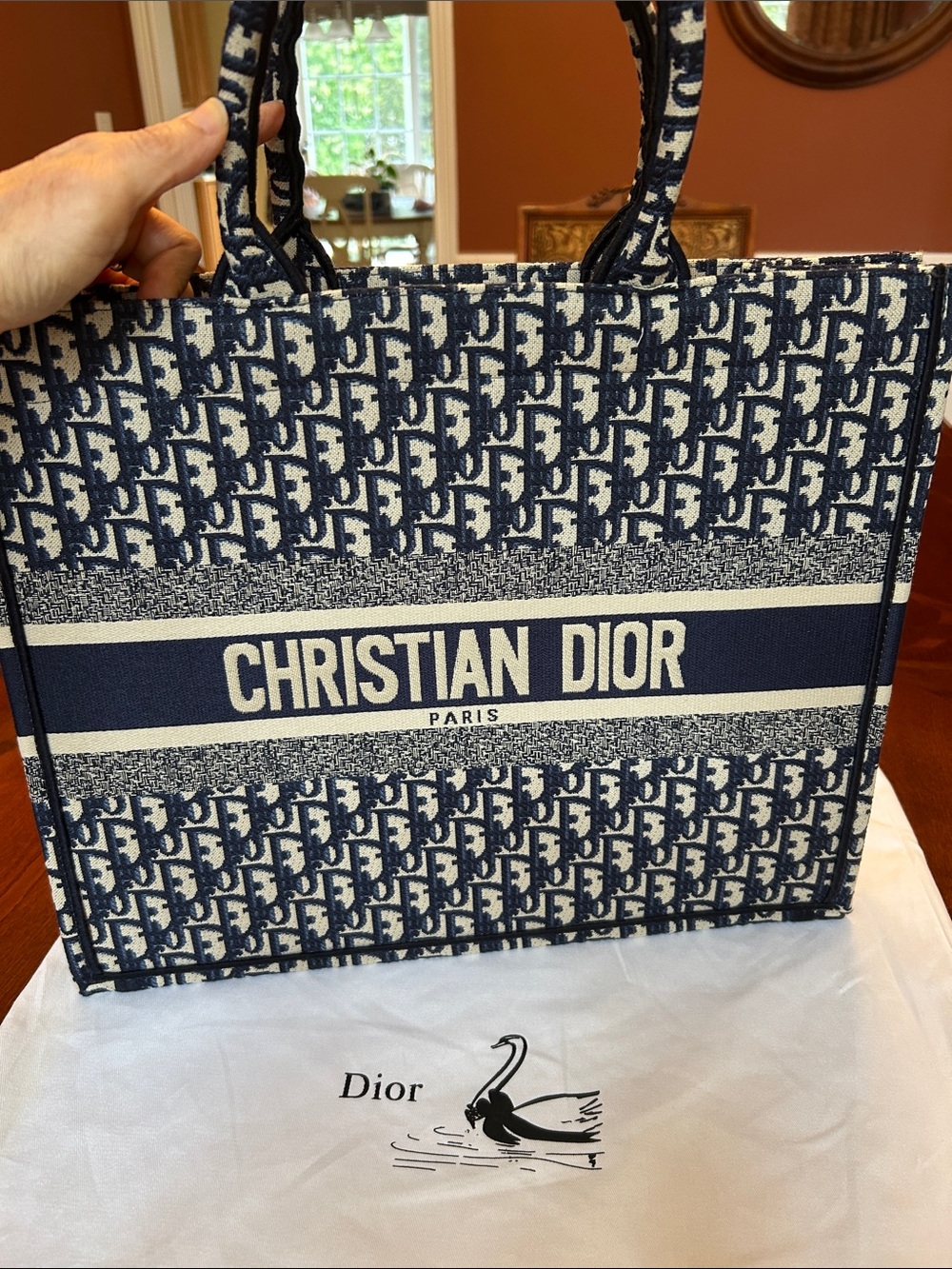 Dior Blue & White Oblique Canvas Book Tote